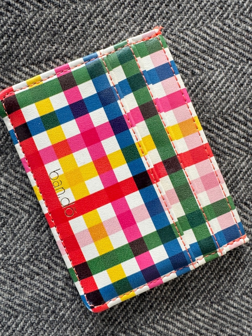 NWOT, BAN.DO, DARLING MULTI COLORED IN GINGHAM CHECK, CARD CASE